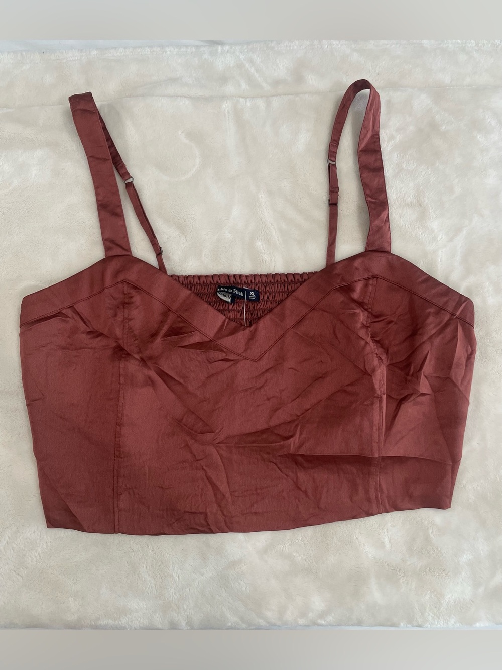 Abercrombie & Fitch Rust Satin Bustier Crop Top - (XL) NWT